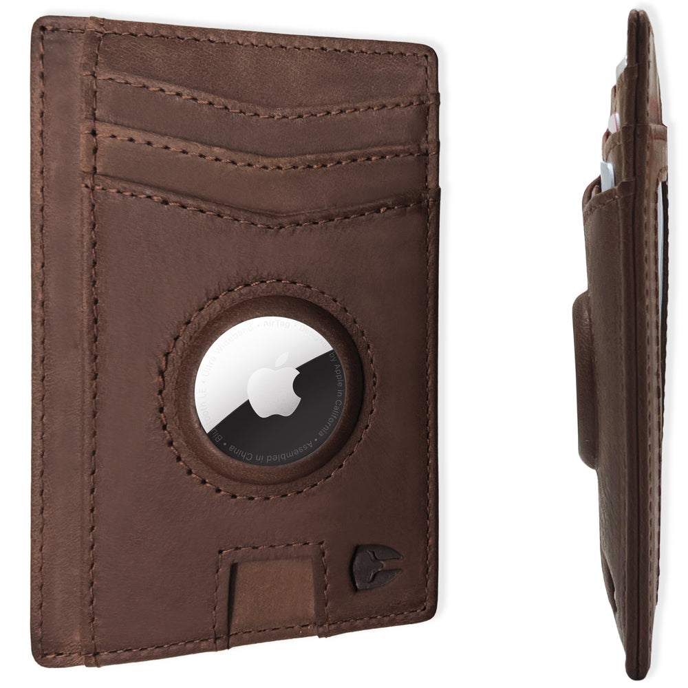 Minimalist AirTag Wallet, Handmade Leather Wallet With an AirTag Pocket
