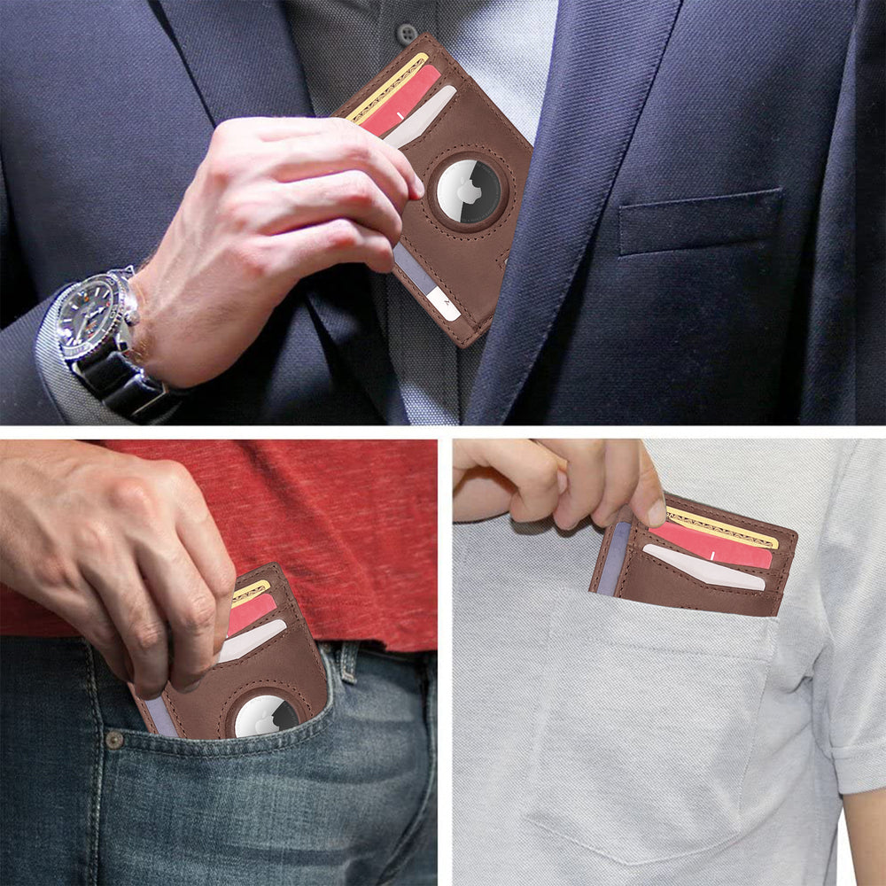 Slim Minimalist AirTag Wallet with Built-in AirTag holder