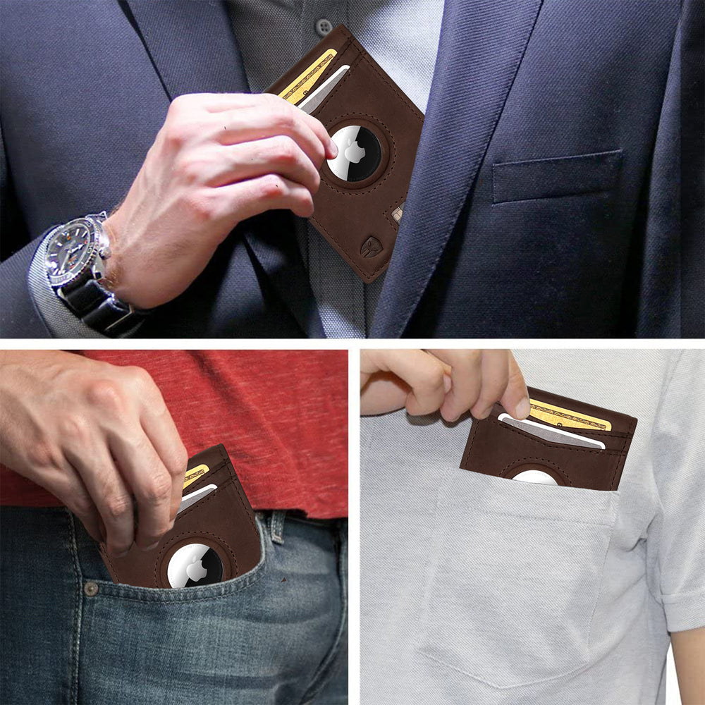Smart Pull Tab minimalist AirTag wallet with Built-in AirTag holder