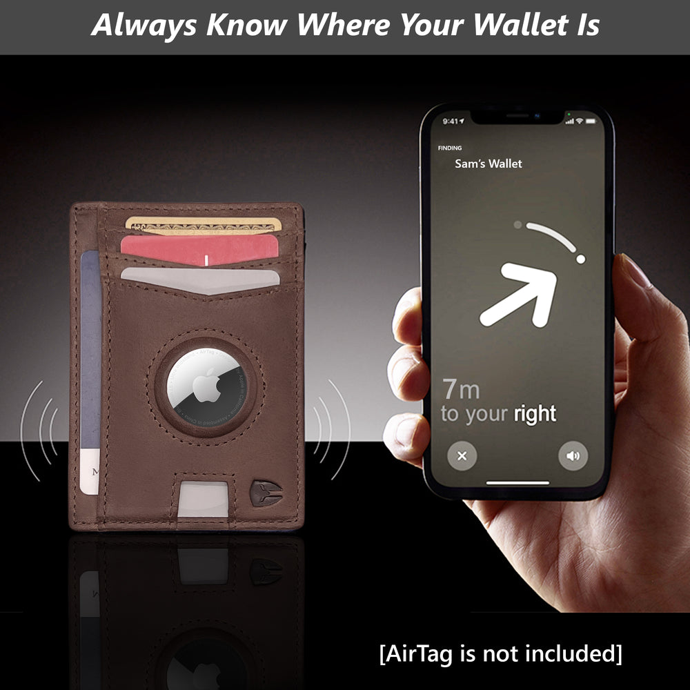 Slim Minimalist AirTag Wallet with Built-in AirTag holder charcoal-black-distressed Slim Minimalist AirTag Wallet with Built-in AirTag holder charcoal-black-distressed